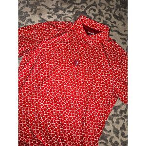 Bogeybros red valentine hearts Men'smen's golf shirt polo style size large‎